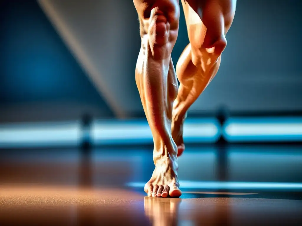 Musculatura en acción: la intensidad y belleza del esfuerzo físico Un atleta realiza un ejercicio de alta intensidad, resaltando sus músculos sudados y tensos