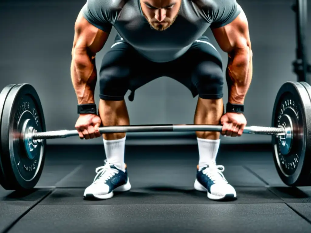 Squat perfecto: fortalecimiento óseo y muscular Un atleta realiza sentadillas con barra, destacando músculos y huesos