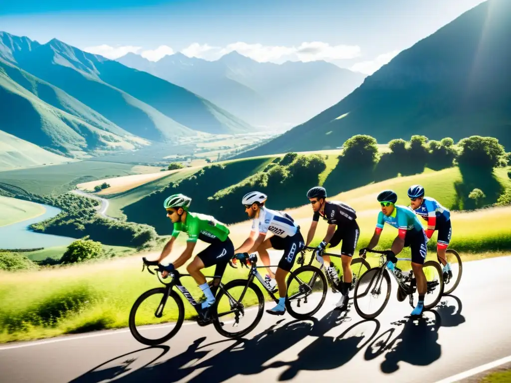 Ciclistas profesionales recargando energías en las montañas Ciclistas profesionales se detienen en las montañas para recuperación nutricional postetapa, con planificación nutricional etapas montaña ciclismo