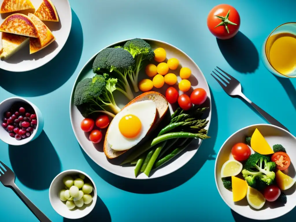 Deliciosa nutrición para triatletas en una mesa moderna Una comida balanceada y colorida para triatletas en una mesa moderna