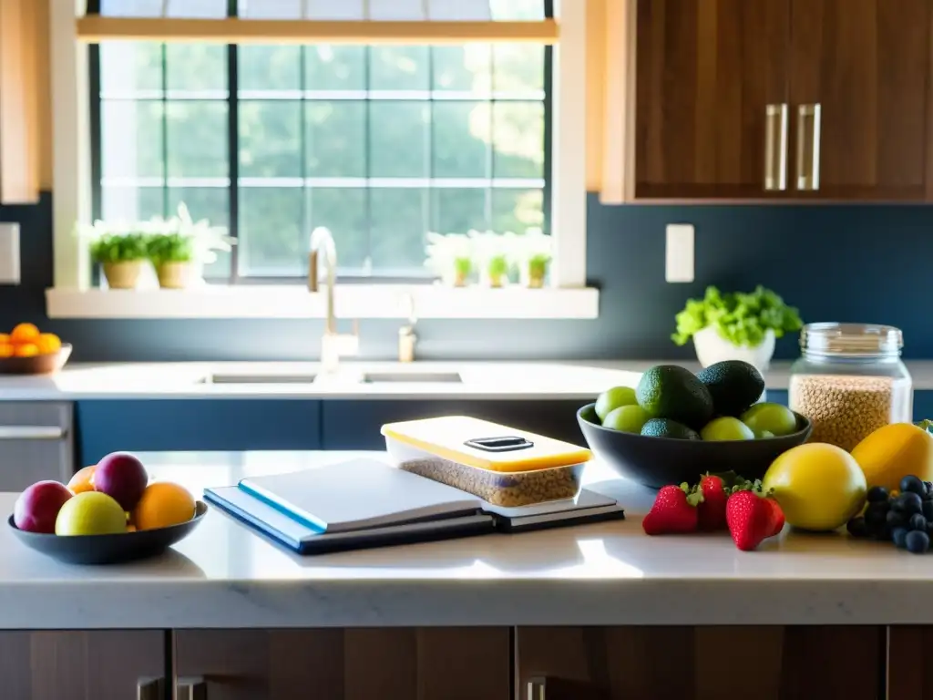 Planificación nutricional para triatletas: ingredientes para el éxito Planificación de comidas para triatletas: Preparación meticulosa de ingredientes nutritivos en la cocina, bañados por la luz matutina