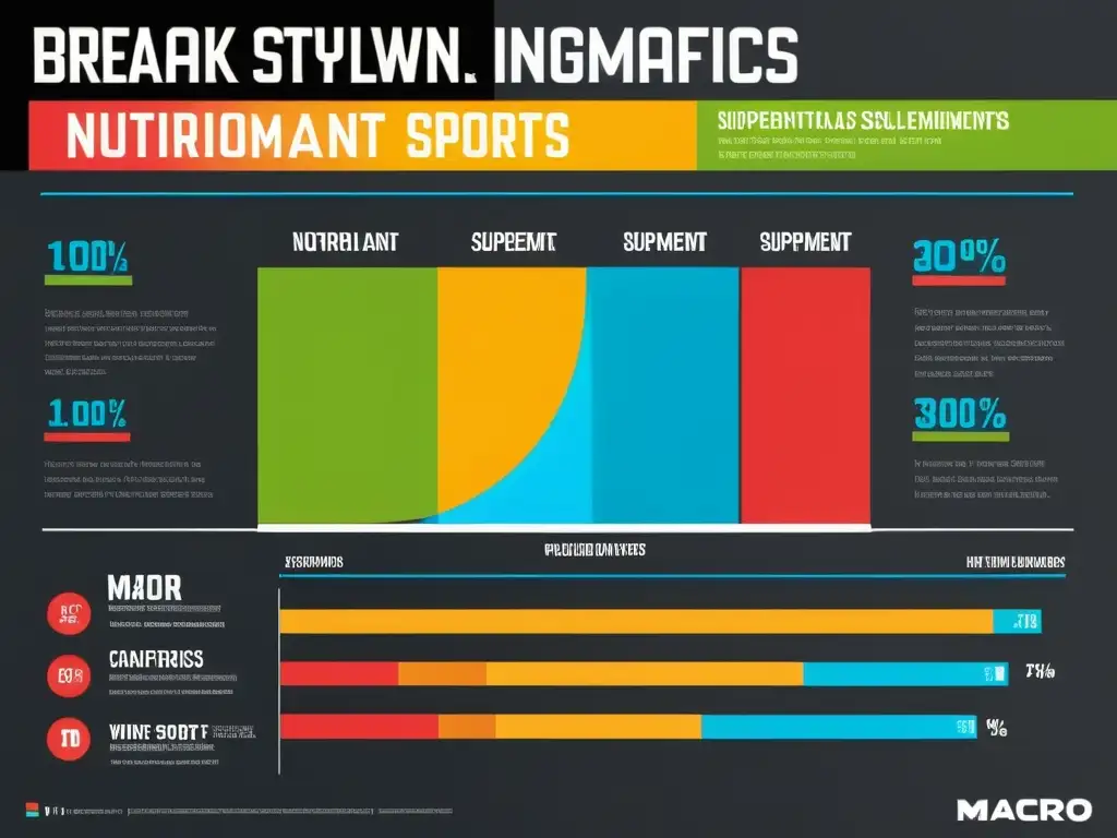 Infografías detalladas de nutrición y suplementos para deportistas Infografías nutrición deportiva avanzada: detallada y visual, recomendaciones específicas para cada deporte, colores vibrantes, tipografía clara