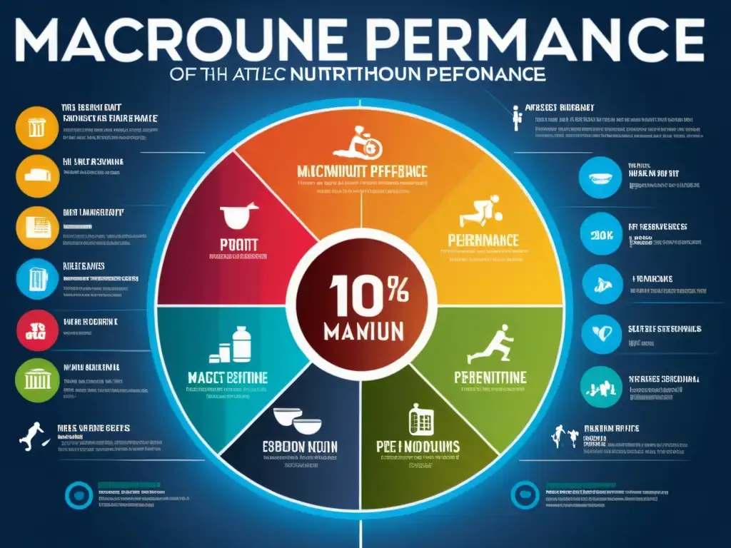 Infografía ultradetallada: Macronutrientes y rendimiento deportivo Infografía nutrición deportiva avanzada: Detallada representación visual de macronutrientes y vitaminas esenciales para el rendimiento atlético