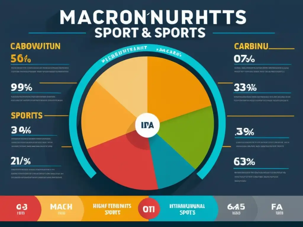 Infografía detallada: Nutrición óptima para deportes de alta intensidad Infografía de nutrición deportiva avanzada con detalles visuales de macronutrientes para óptimo rendimiento en deportes de alta intensidad
