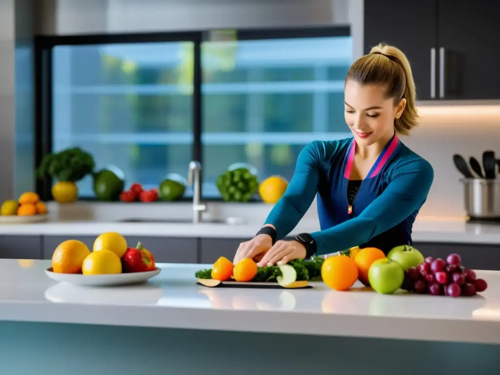 Nutricionista preparando comida balanceada para patinadora Nutrición deportiva para patinaje sobre hielo: Nutricionista prepara comida balanceada para patinadora, que se ata los patines con determinación