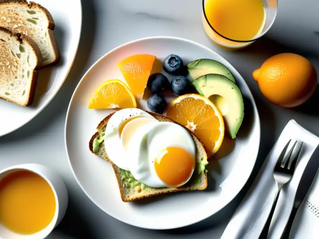 Desayuno energético para jugador de baloncesto Desayuno de alto rendimiento para baloncesto: Nutrientes en un plato, colores vibrantes y frescura, energía y vitalidad