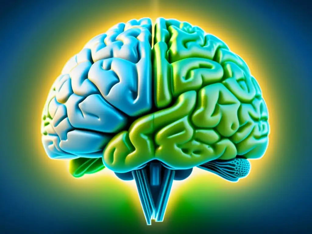 Actividad cerebral de futbolista: enfoque y agilidad mental con creatina Detalle de cerebro de futbolista con actividad cognitiva resaltada, conexiones neuronales vibrantes