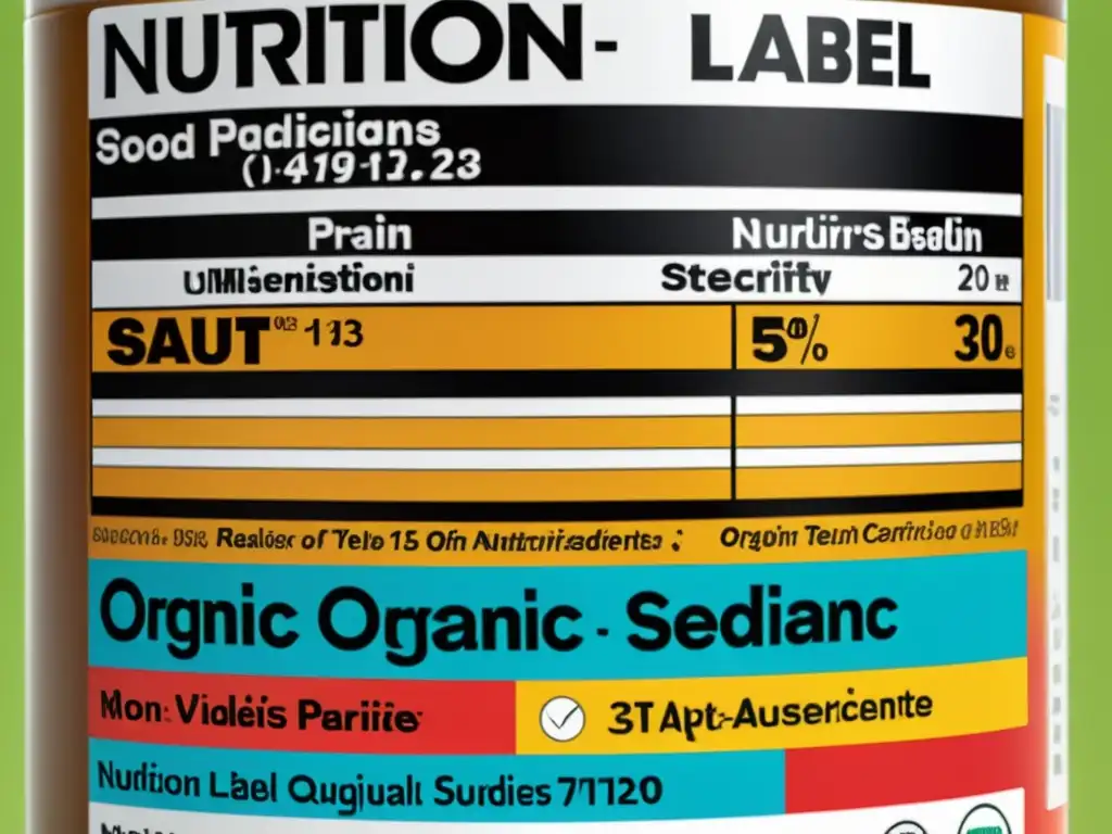 Detalle de etiqueta nutricional en envase de suplemento deportivo, resaltando la importancia de leer etiquetas alimenticias para decisiones informadas en deporte y fitness