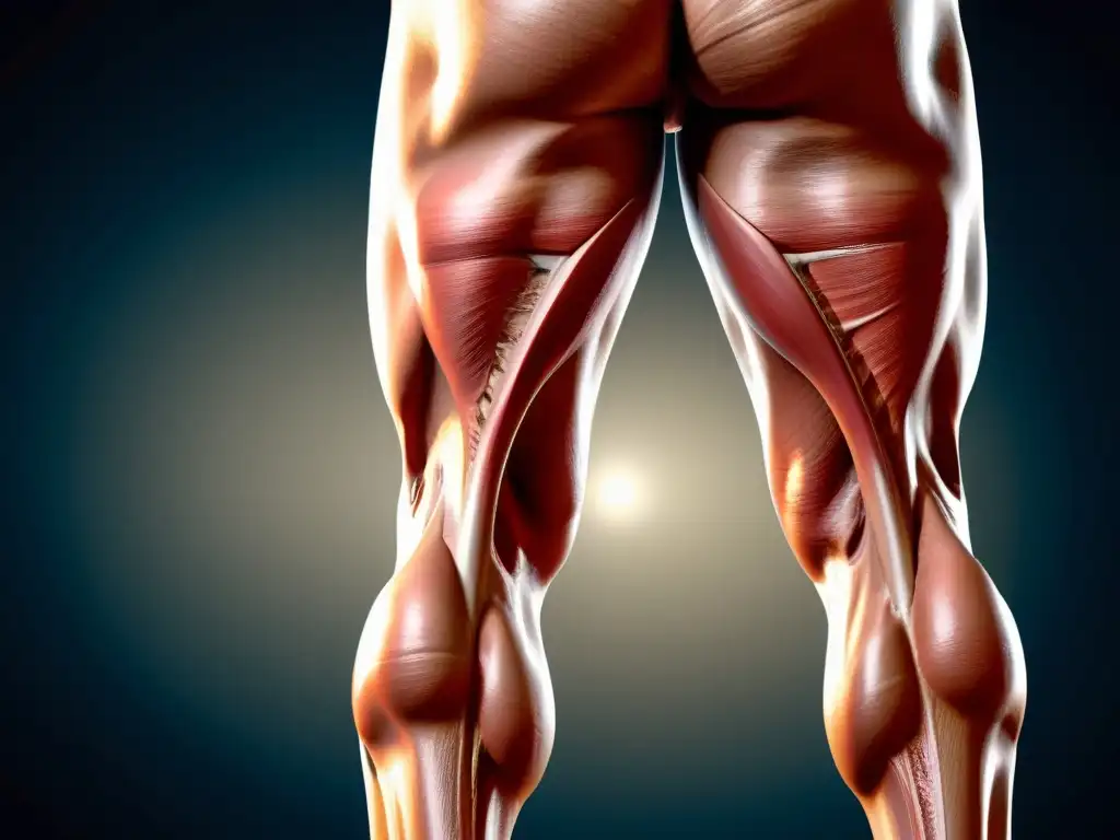 Intensa tensión muscular: imagen detallada de una pierna con calambre Detalle impactante de una pierna musculosa con calambre, transmitiendo tensión y malestar
