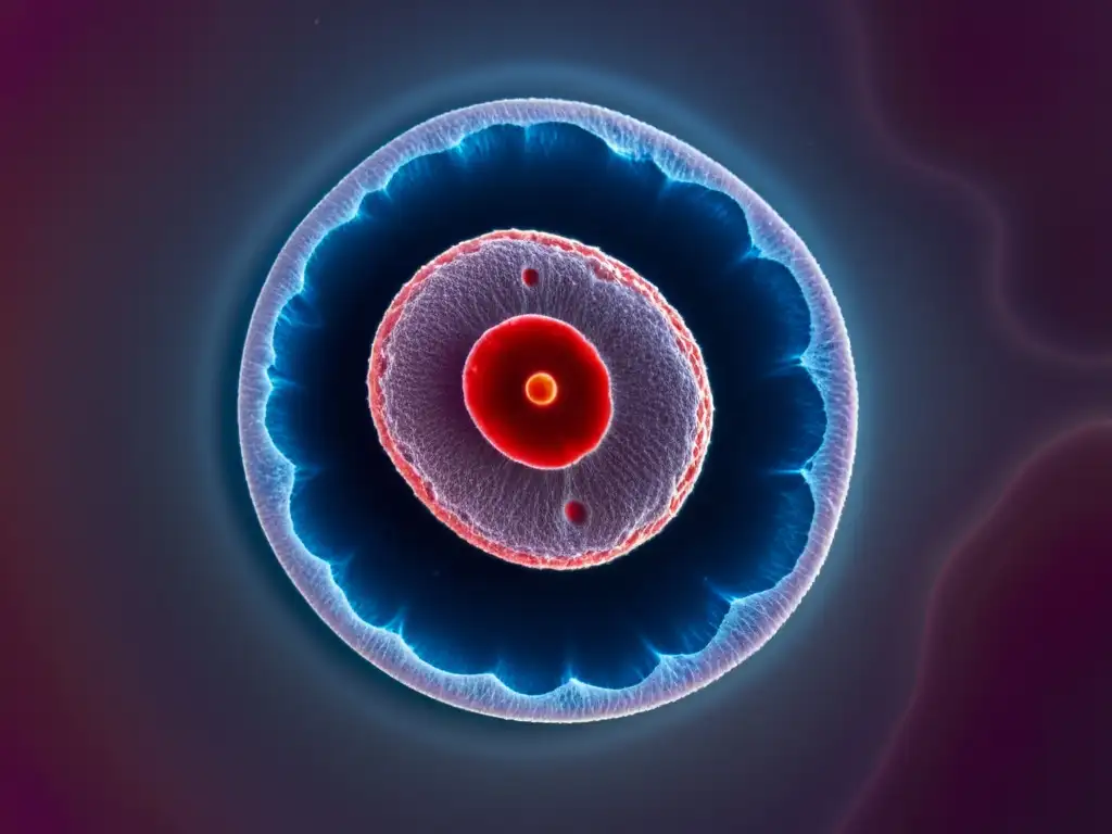 Detalle asombroso de una célula sanguínea: estructura y vitalidad Detalle impresionante de una célula sanguínea bajo microscopio, iluminada por luz cálida