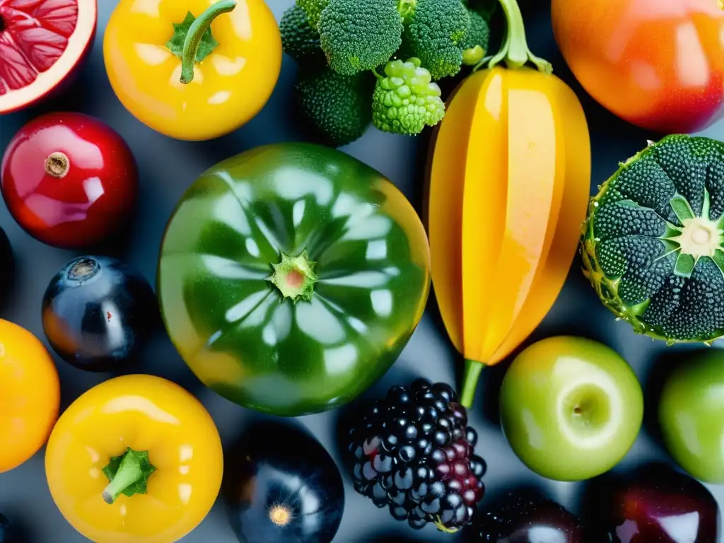 Una exquisita y colorida variedad de frutas y verduras frescas, claves nutrición deportiva rendimiento saludable