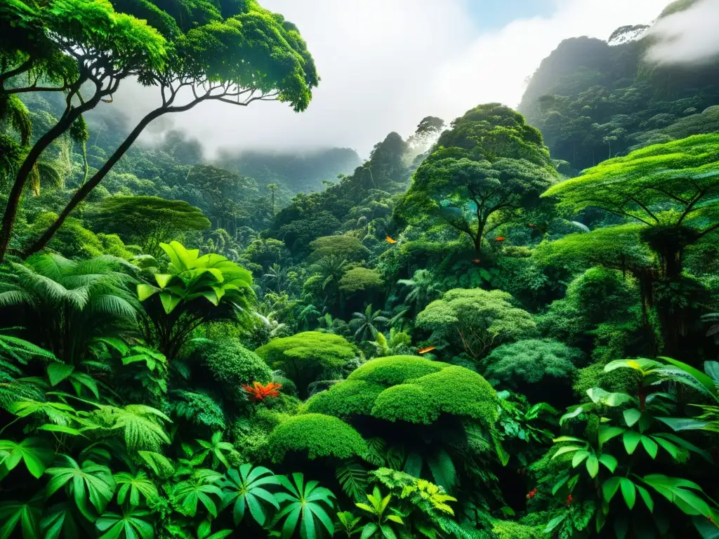 Ecosistema tropical: diversidad exuberante Un exuberante ecosistema tropical, rebosante de vida y biodiversidad