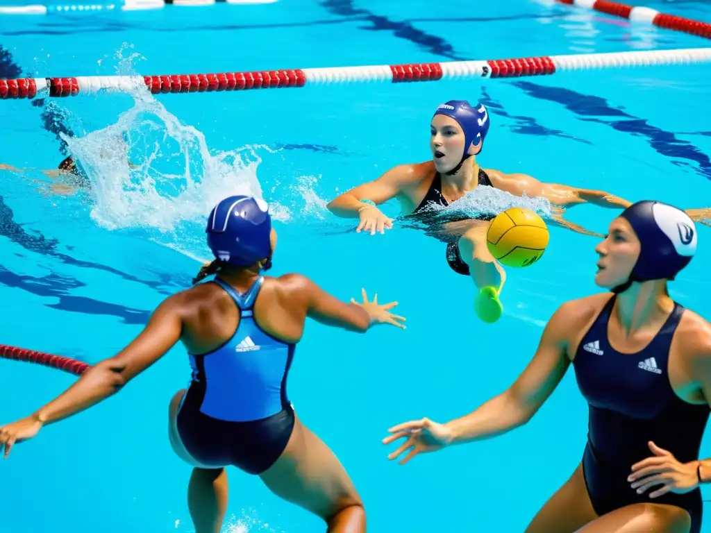 Atletas acuáticos entrenan con nutrición antiinflamatoria Grupo diverso de atletas acuáticos en entrenamiento, consumiendo alimentos antiinflamatorios para atletas acuáticos en moderna instalación deportiva