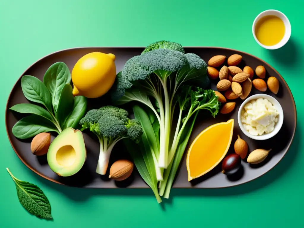 Alimentos Nutritivos: Ilustración Detallada Una ilustración digital detallada de alimentos nutritivos dispuestos en una mesa moderna