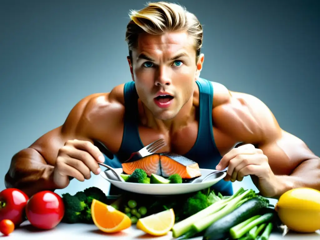 Nutrición postcompetencia: atleta consumiendo Omega-3 Imagen de atleta profesional en recuperación postcompetitiva con Omega3, disfrutando de una comida saludable y colorida