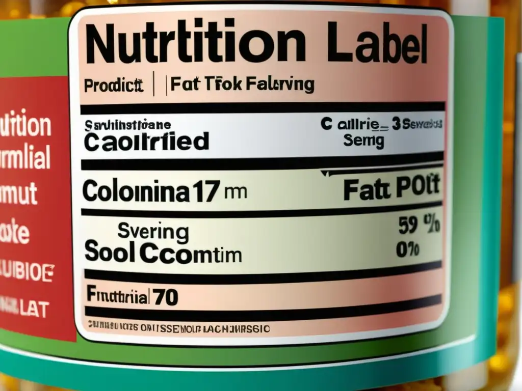 Una imagen detallada de una etiqueta nutricional con colores vibrantes y texto nítido
