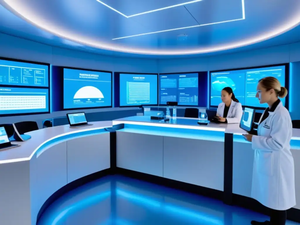 Lab deportivo futurista: ciencia y tecnología de vanguardia Un laboratorio de ciencia deportiva futurista con tecnología avanzada y nutrición deportiva avanzada nutrigenómica para atletas élite