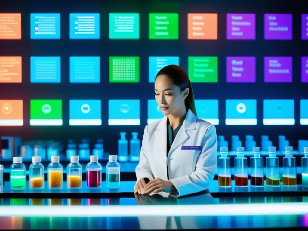 Lab nutrigenómica deportiva: ciencia futurista Un laboratorio futurista de nutrición deportiva avanzada para rendimiento