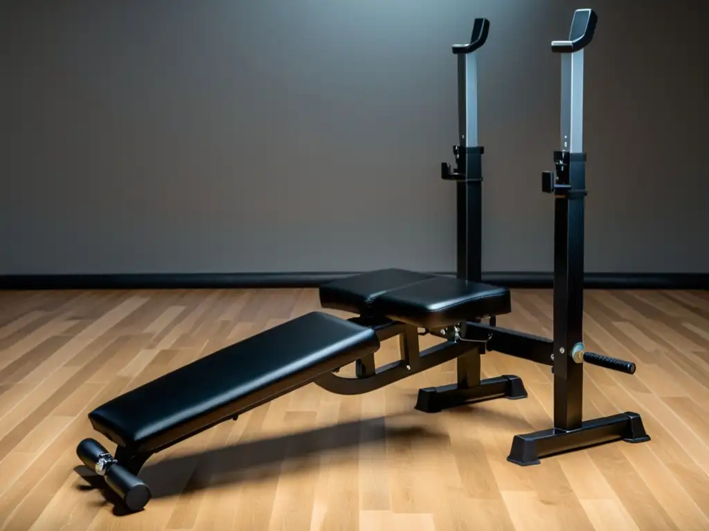 Banco de pesas multifuncional y moderno Un moderno y versátil banco de pesas multifuncional con ajuste de posiciones, ideal para el gimnasio en casa