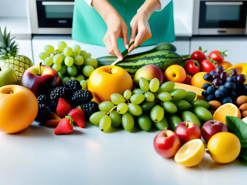 Nutricionista experta organiza alimentos saludables en 8k Nutricionista organiza alimentos coloridos para la salud ósea, mostrando vitalidad y cuidado
