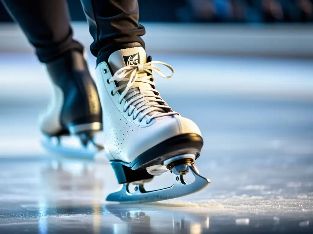 Expresión determinada y precisión en el hielo: retrato de un patinador Un patinador profesional gira en hielo, con precisión y fuerza