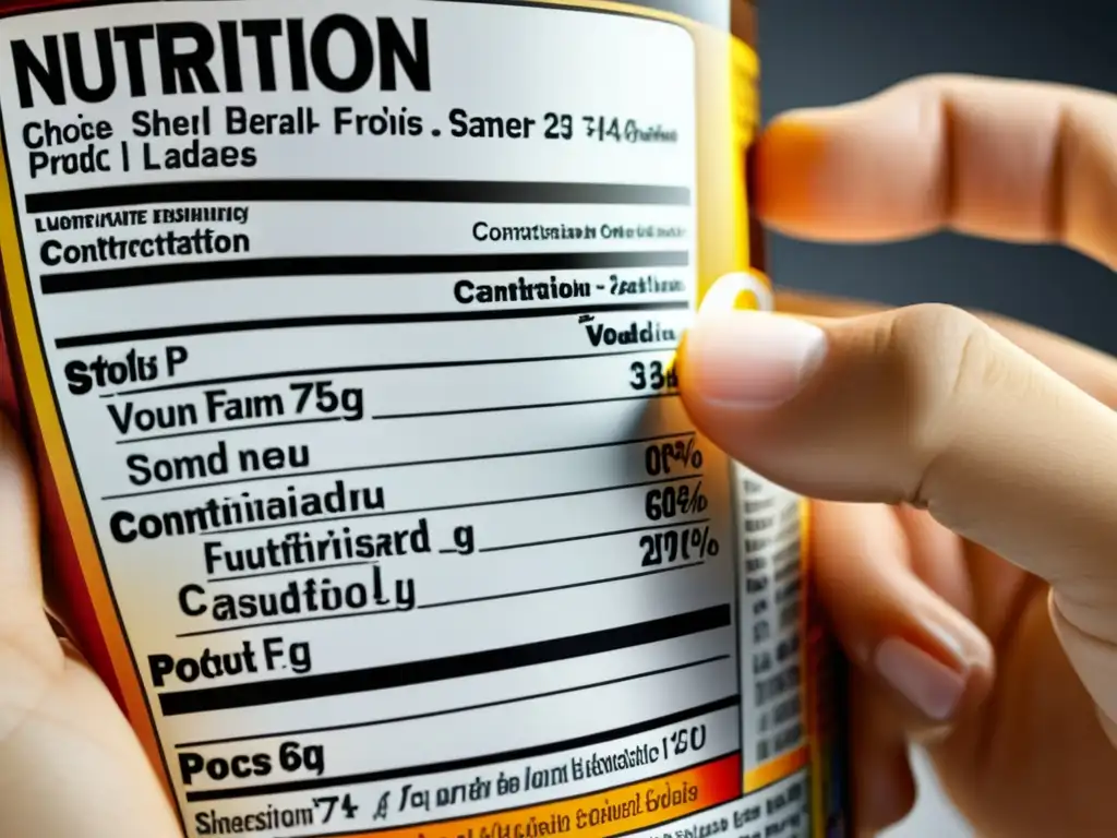 Persona leyendo detenidamente la etiqueta nutricional de un producto, mostrando la importancia de leer etiquetas alimenticias para decisiones informadas