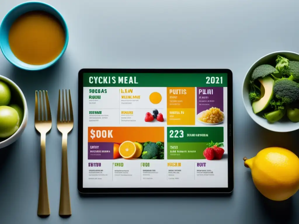 Plan nutricional para ciclistas: energía y rendimiento óptimos Plan de nutrición deportiva personalizada para optimizar el rendimiento en ciclismo, con alimentos frescos y coloridos en una cocina moderna