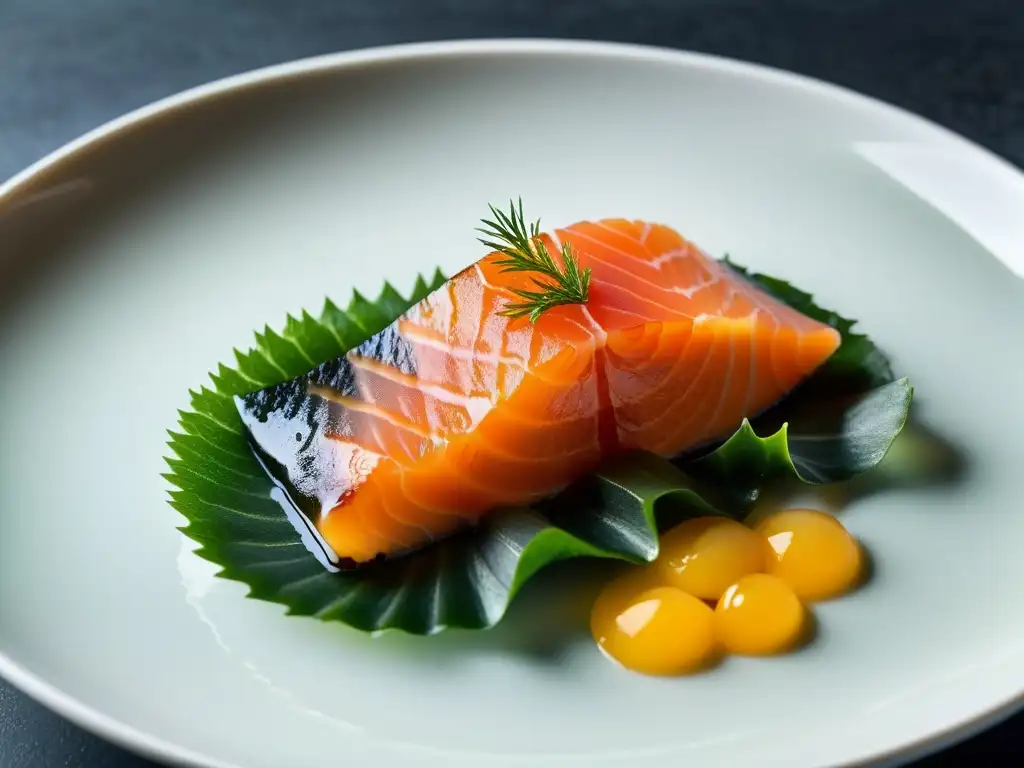 Delicioso sashimi de salmón con omega-3 Plato de salmón sashimi fresco y vibrante con aceite de pescado omega3, evocando la recuperación postcompetitiva con Omega3