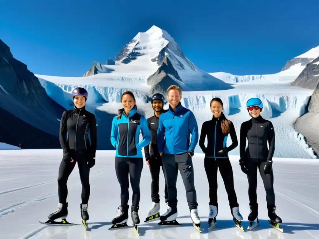 Entrenamiento de alto rendimiento en hielo a gran altitud Profesionales del patinaje sobre hielo y expertos en nutrición deportiva planificando entrenamiento de alta altitud