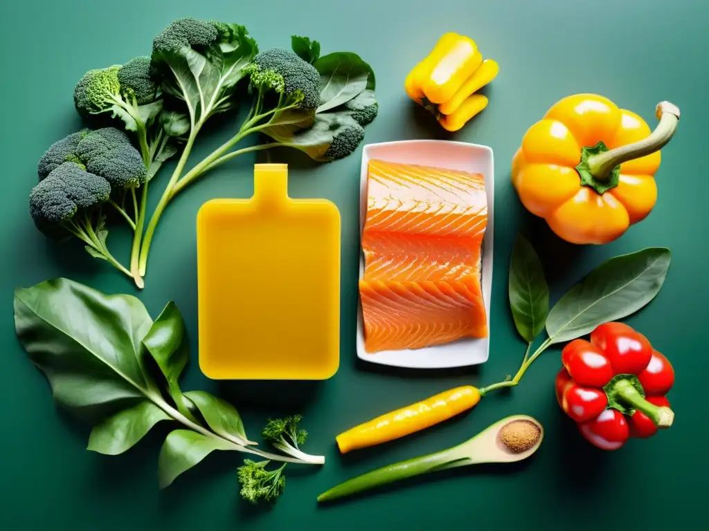 Vibrante variedad de alimentos antiinflamatorios para recuperación muscular en cocina moderna