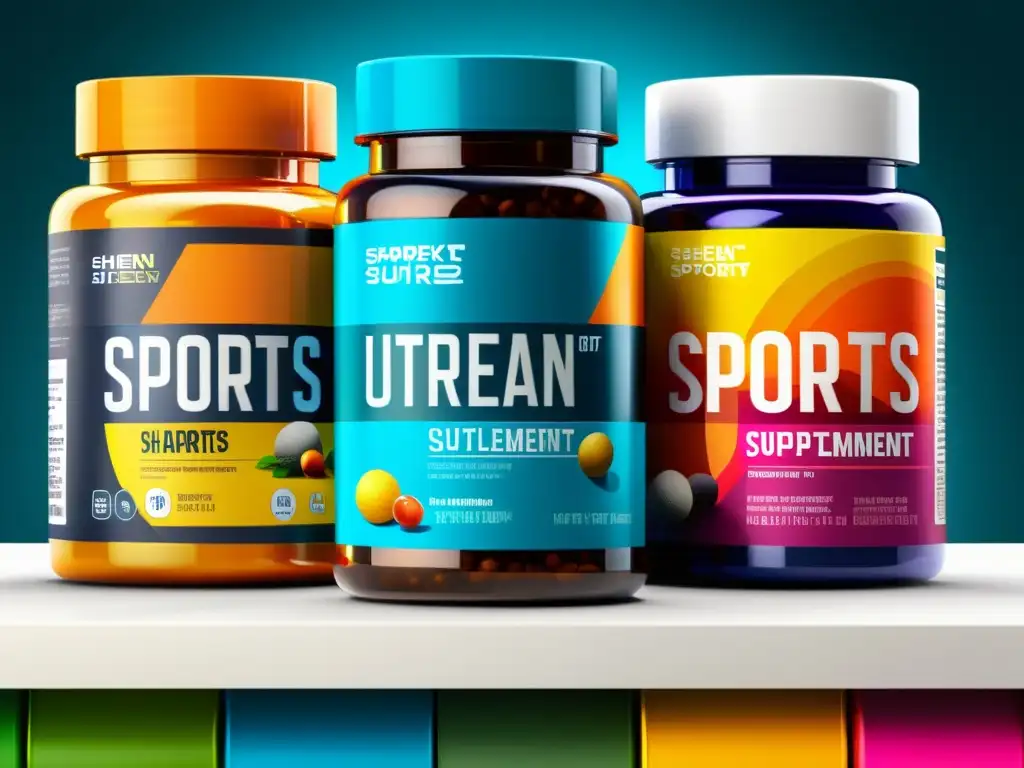 Suplementos Deportivos: Detalles Coloridos y Modernos Vibrantes suplementos de nutrición deportiva, en envases modernos y coloridos, creando una imagen impactante y motivadora